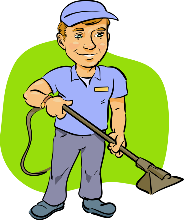 Janitor With Cleaning Equipment PNG image