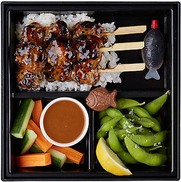 Japanese Bento Boxwith Edamameand Yakitori PNG image