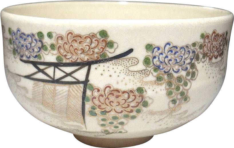 Japanese Kyoto Style Ceramic Bowl PNG image