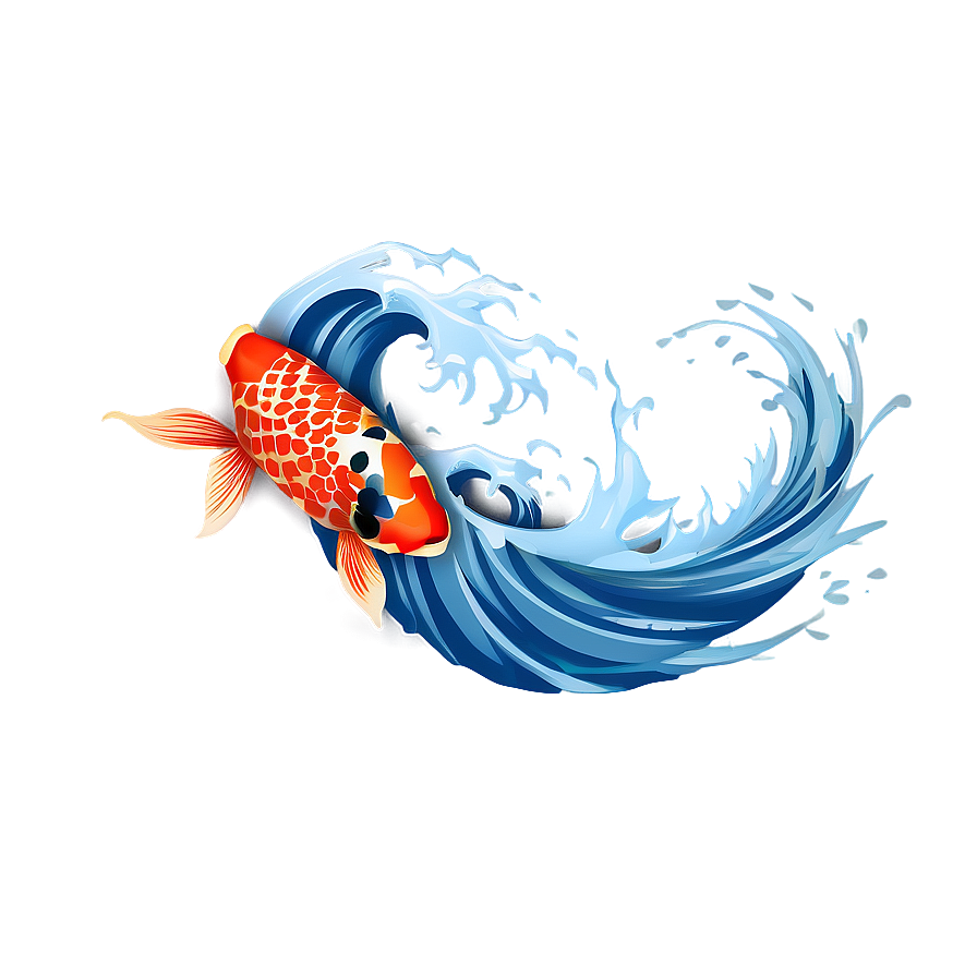 Japanese Wave And Koi Fish Png 06242024 PNG image