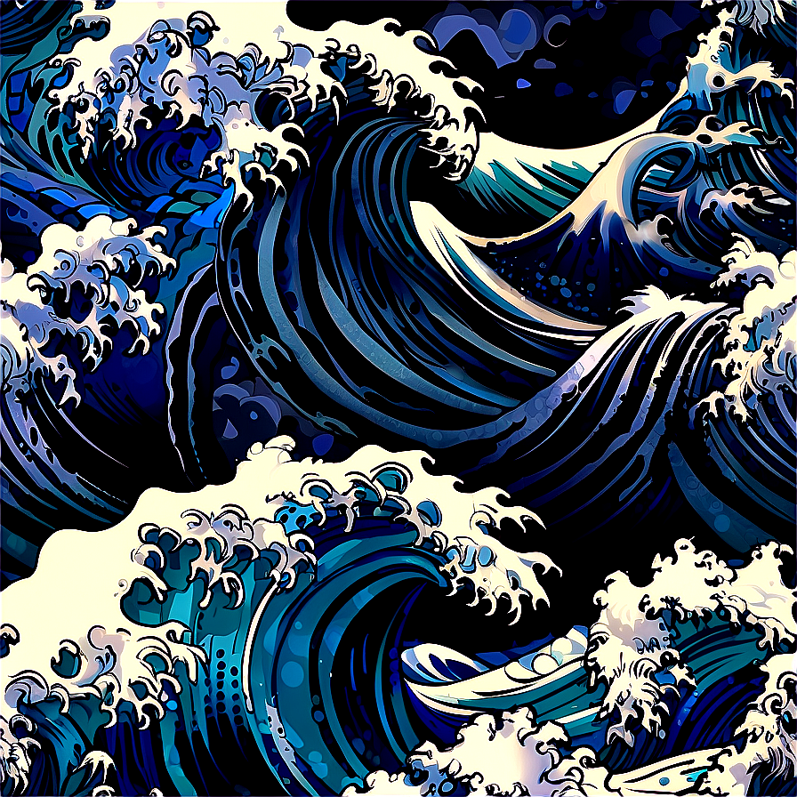 Japanese Wave Print Png 57 PNG image