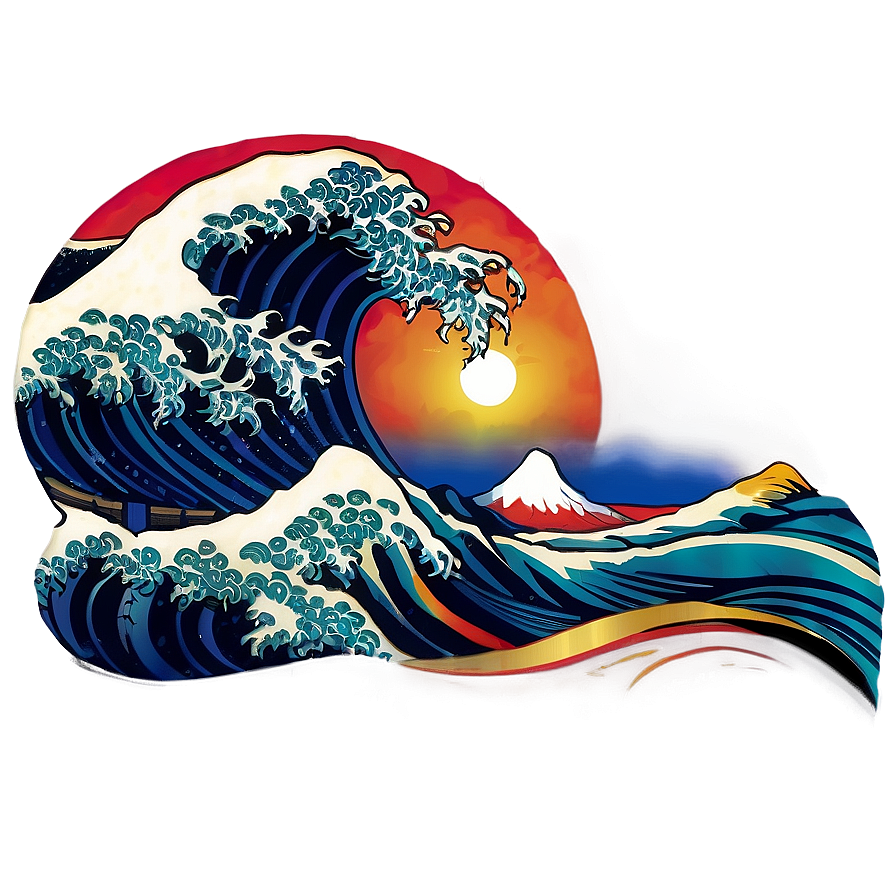 Japanese Wave Sunset Png 46 PNG image