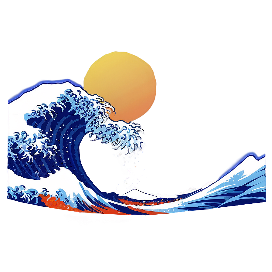 Japanese Wave With Mount Fuji Png Ood62 PNG image