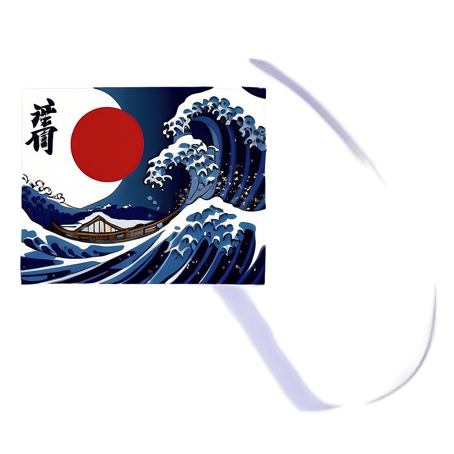 Japanese Wave With Samurai Png 06242024 PNG image