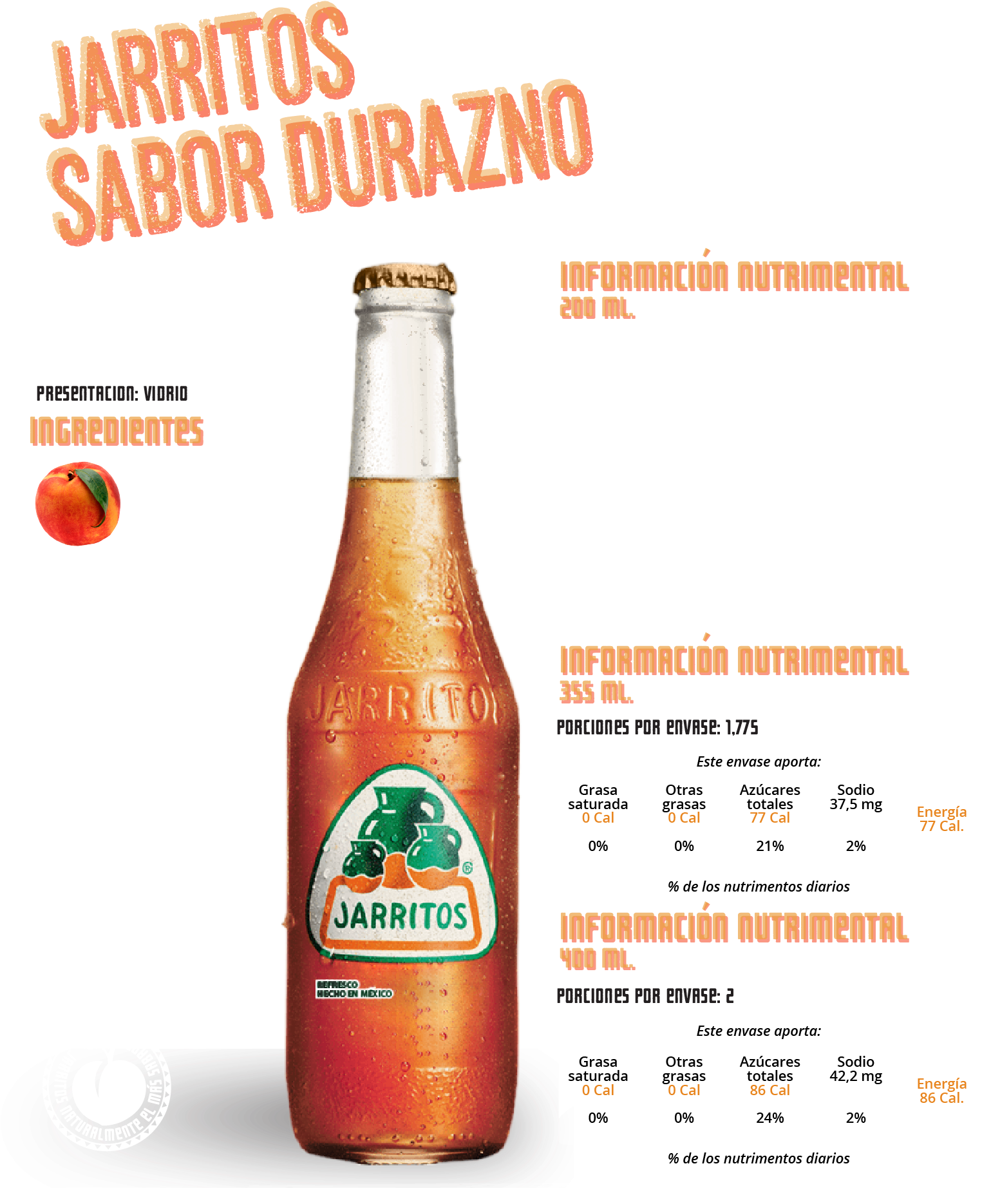 Jarritos Peach Flavor Soda Advert PNG image