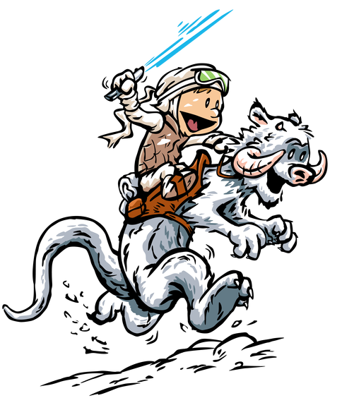 Jedi Knight Riding Tauntaun Cartoon PNG image