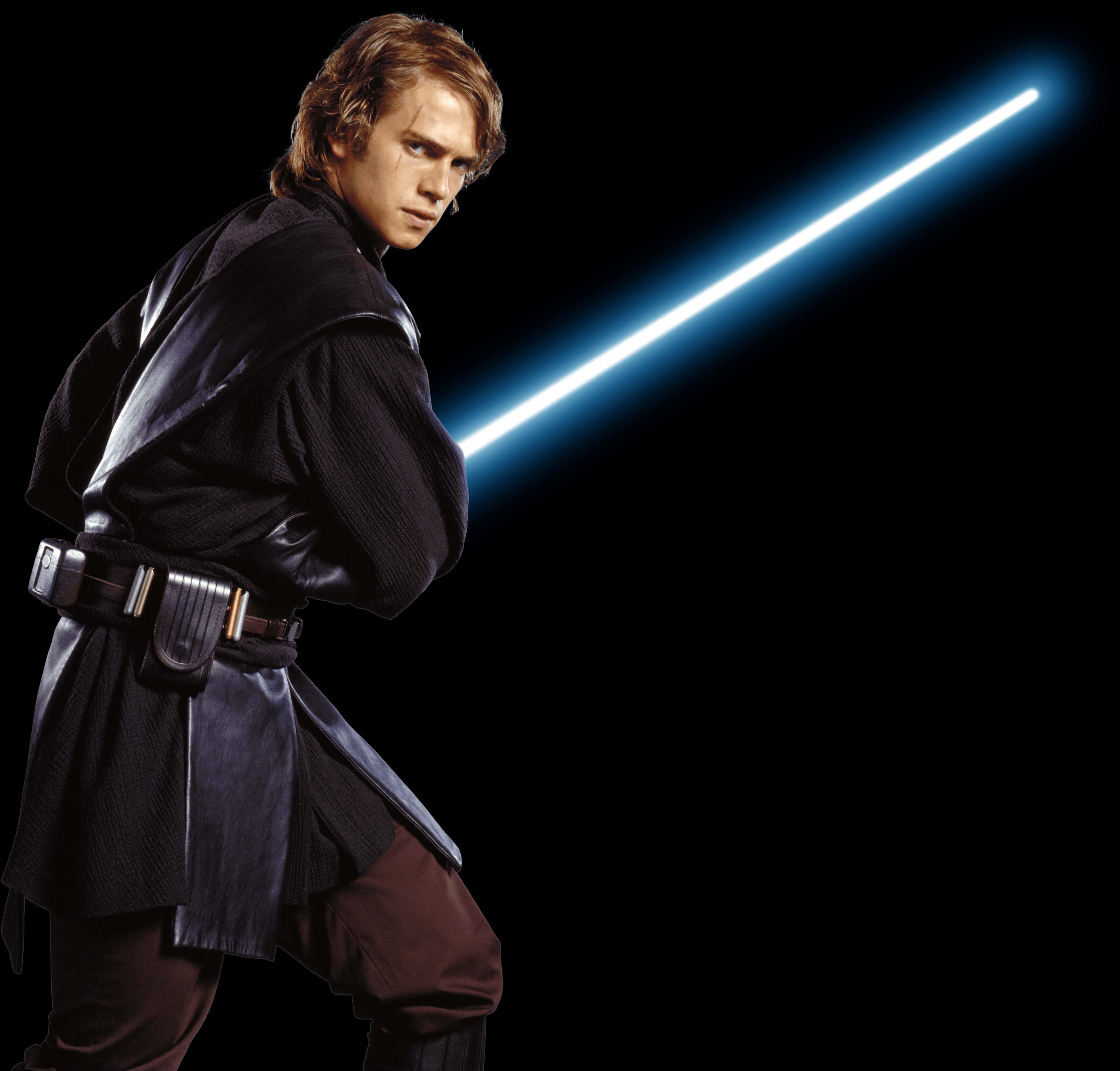 Jedi Knight With Blue Lightsaber PNG image