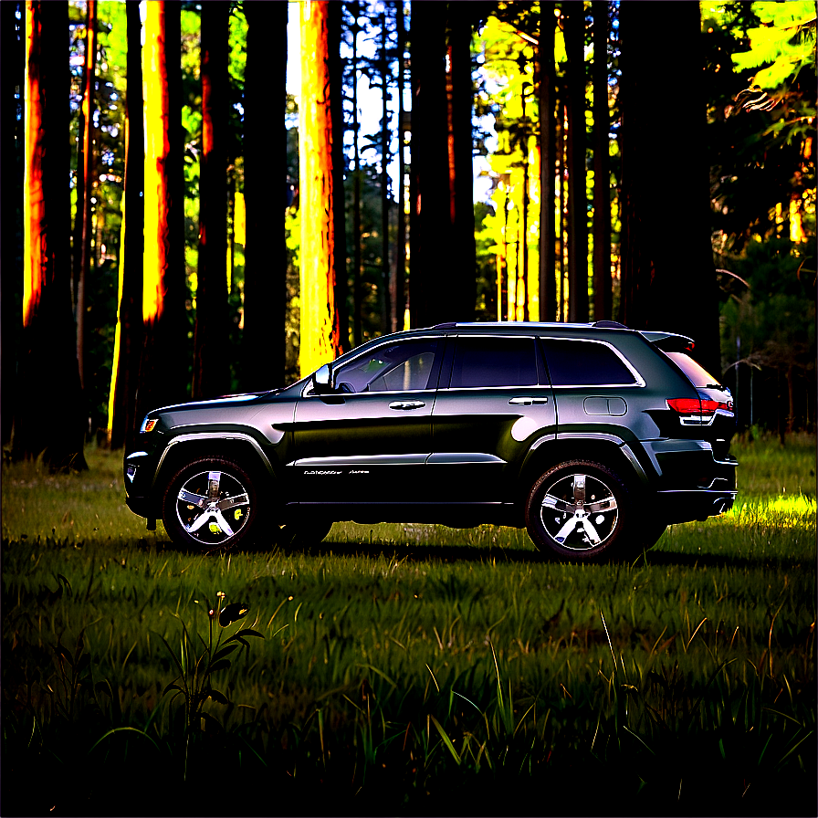 Jeep Grand Cherokee In Forest Trail Png 06292024 PNG image