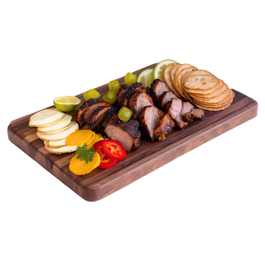 Jerk Chicken Charcuterie Board Png 06282024 PNG image