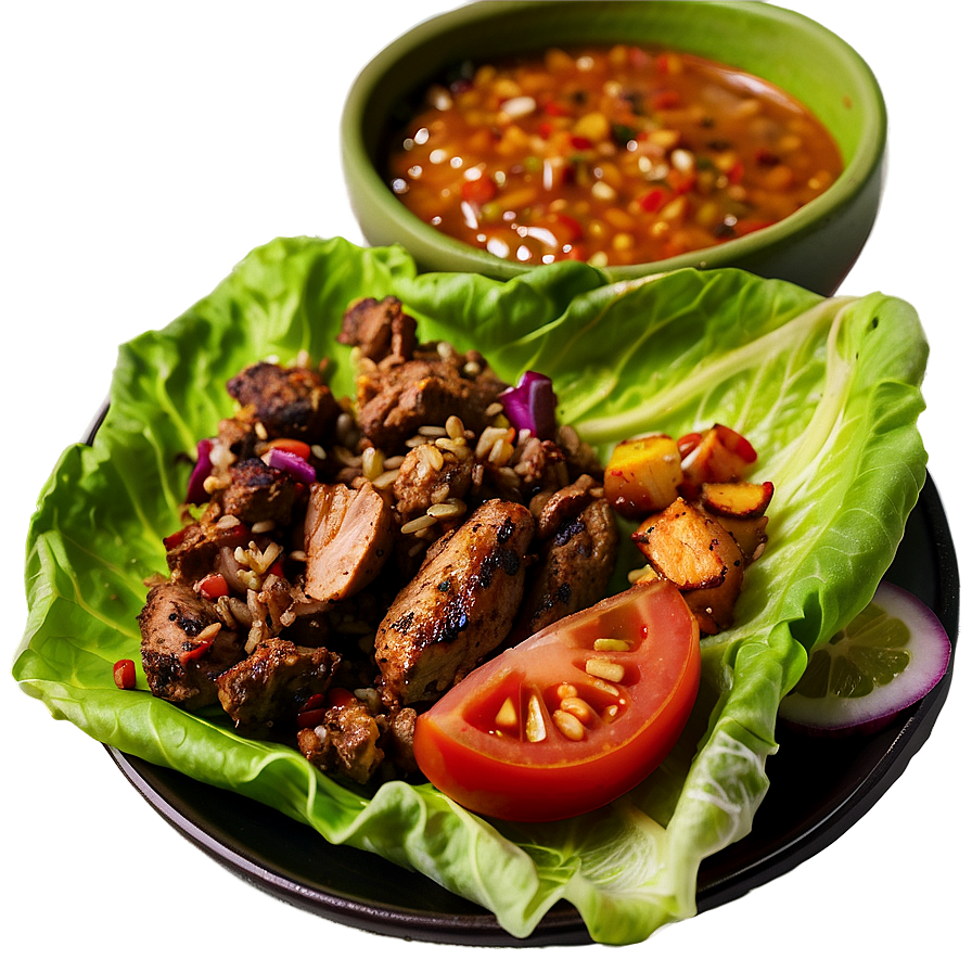 Jerk Chicken Lettuce Wraps Png Thf2 PNG image