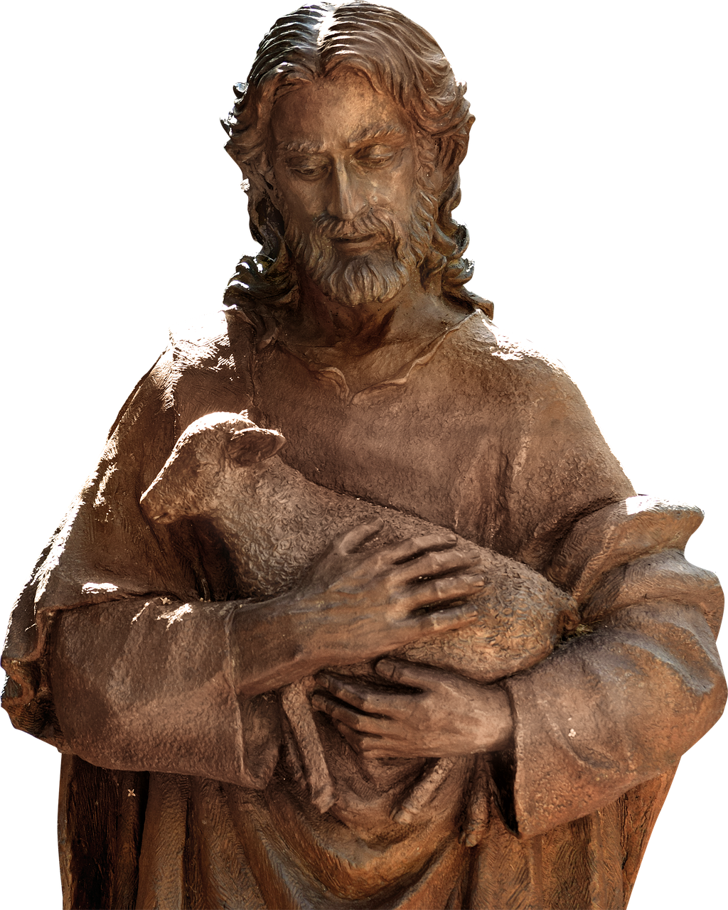 Jesus Statue Holding Lamb PNG image