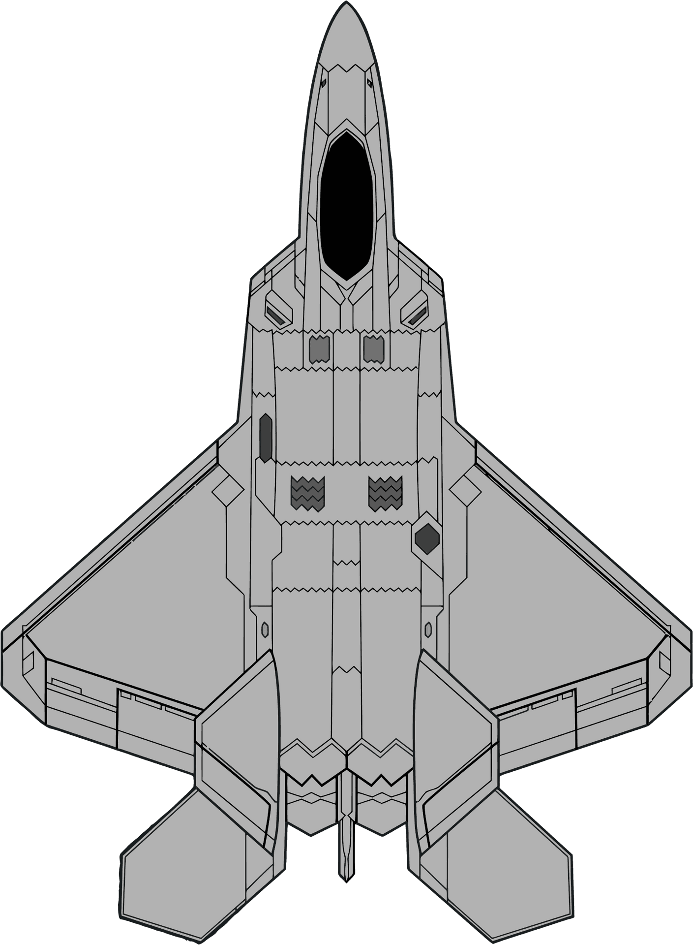 Jet Fighter Top View Line Art PNG image