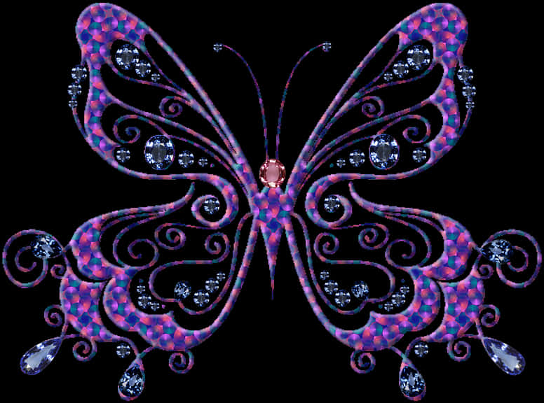 Jeweled Butterfly Artwork PNG image