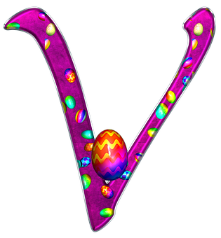 Jeweled Easter Egg Letter V PNG image