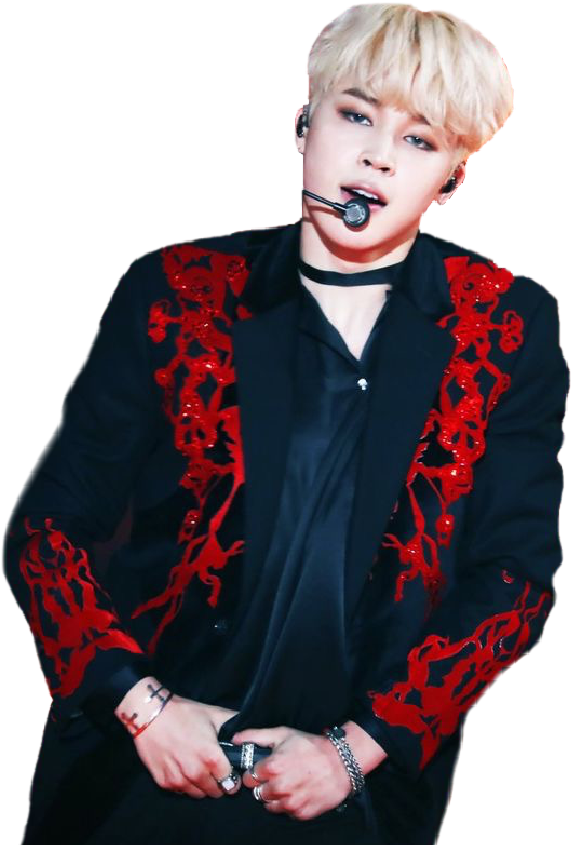 Jimin Performingin Red Embroidered Jacket PNG image