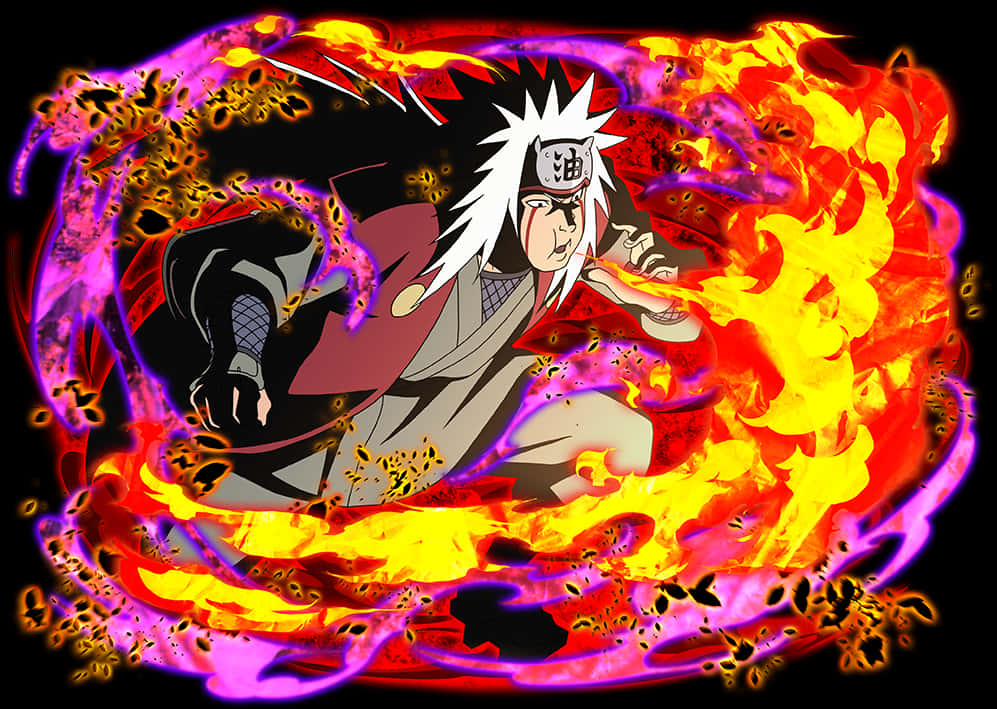 Jiraiya Fire Technique Anime Art PNG image