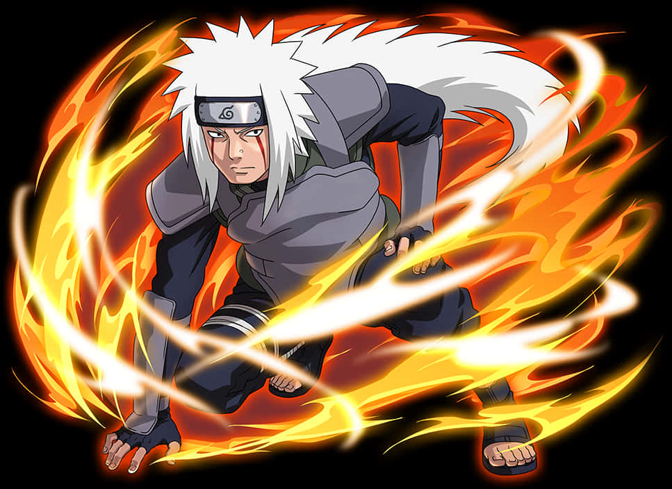 Jiraiya Ninjain Flames PNG image