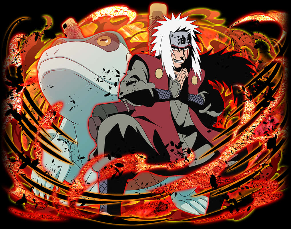 Jiraiyaand Gamabunta Battle Stance PNG image