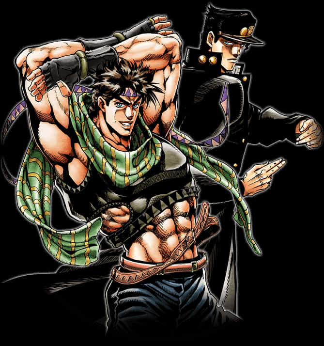 Jo Jo Characters Jotaroand Joseph Illustration PNG image