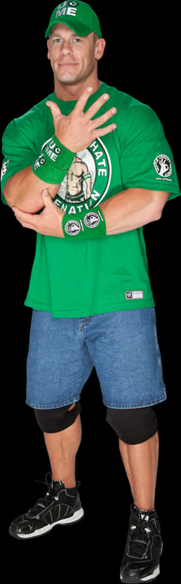 John Cena Green Shirt Pose PNG image