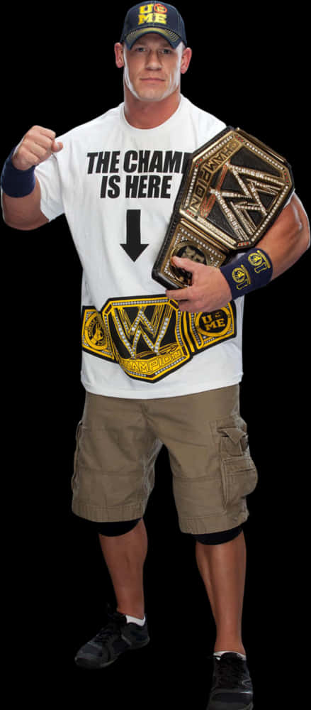 John Cena W W E Champion Pose PNG image