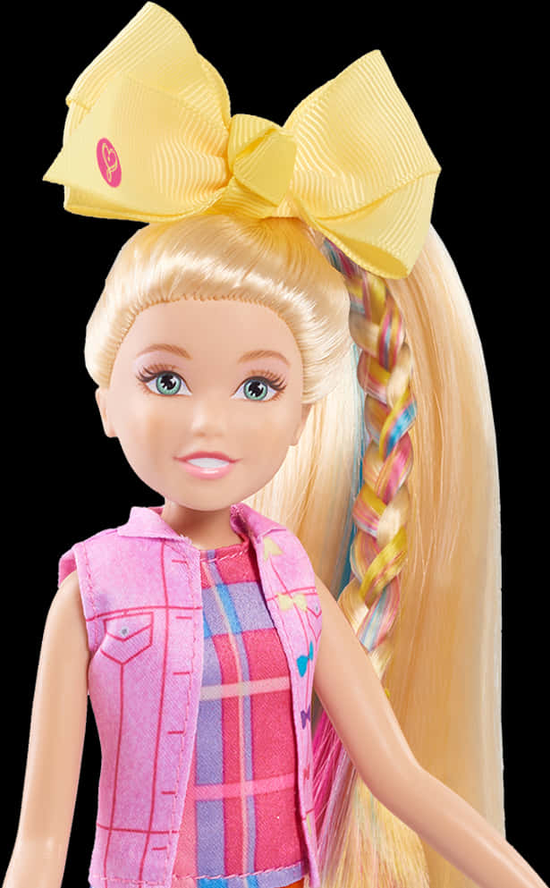 Jojo Siwa Dollwith Yellow Bow PNG image