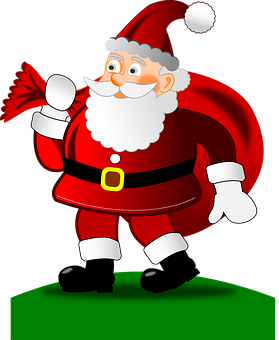 Jolly Santa Claus Carrying Gift Bag PNG image