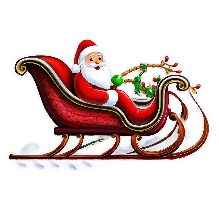 Jolly Santa In Sleigh Png Mna PNG image