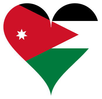 Jordan Flag Heart Shaped PNG image