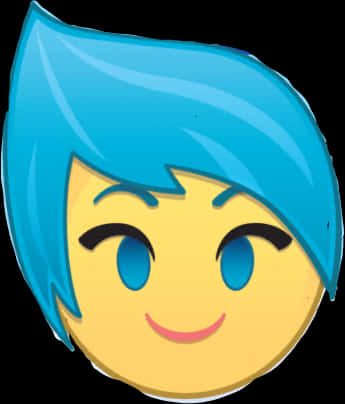 Joyful Blue Haired Emoji PNG image
