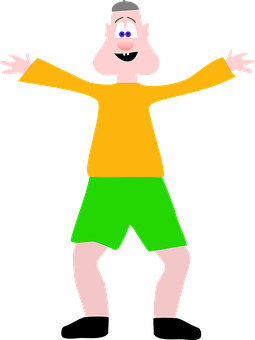 Joyful Cartoon Character Spread Arms PNG image