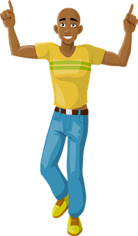 Joyful Cartoon Man Dancing PNG image