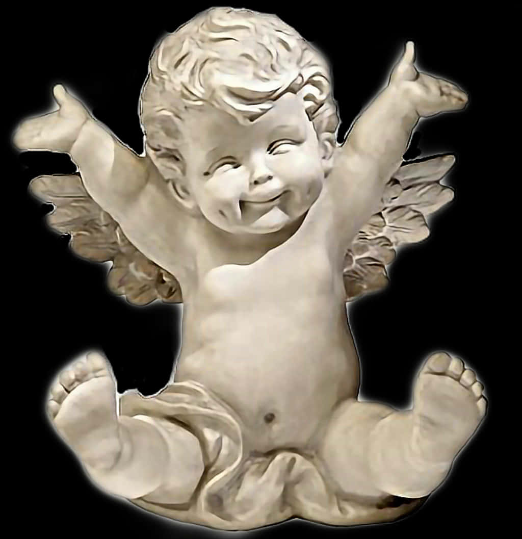 Joyful Cherub Sculpture PNG image