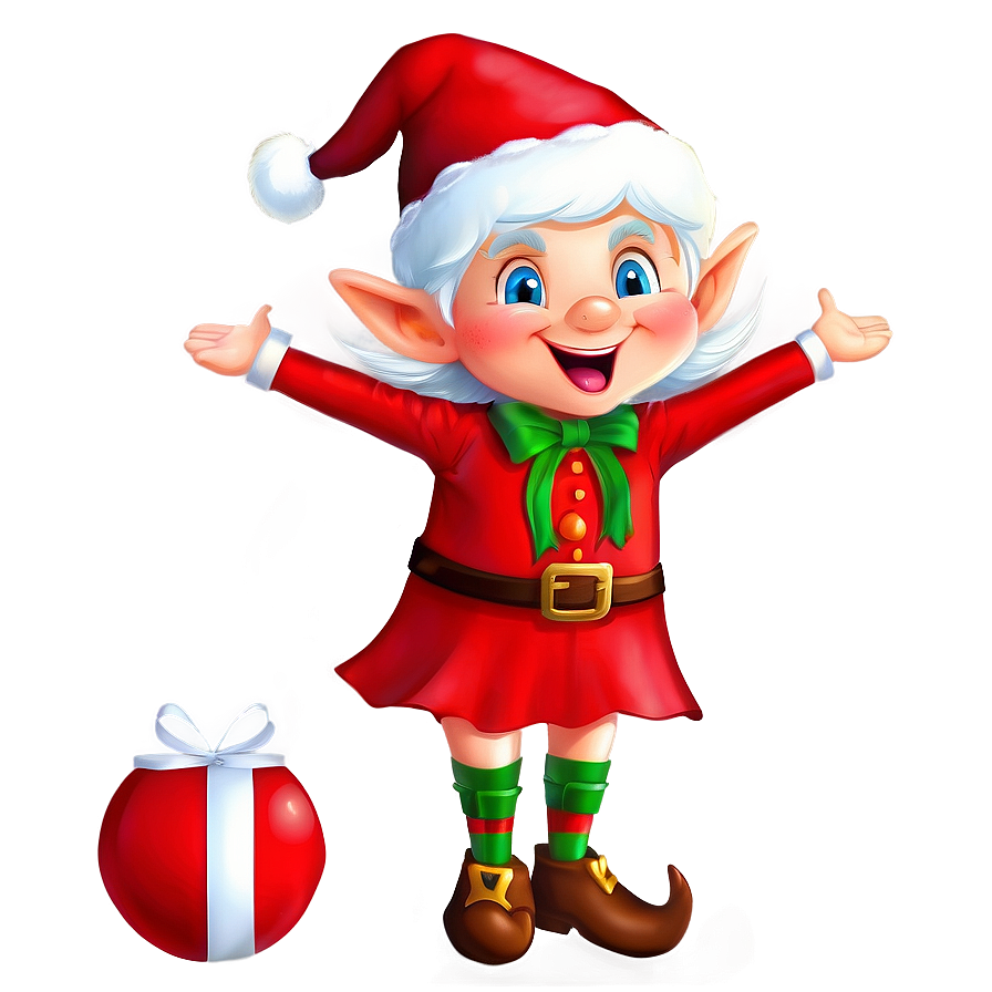 Joyful Christmas Elf Art Png Pam PNG image