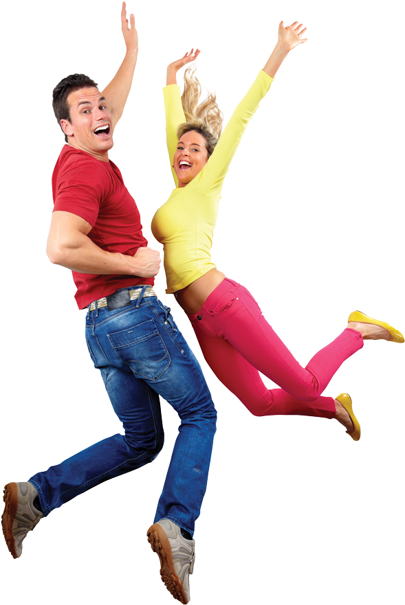 Joyful Couple Jumping In Excitement PNG image