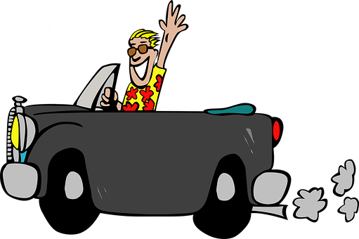Joyful Drive Cartoon PNG image