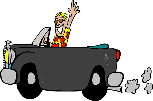 Joyful Drive Cartoon Man PNG image