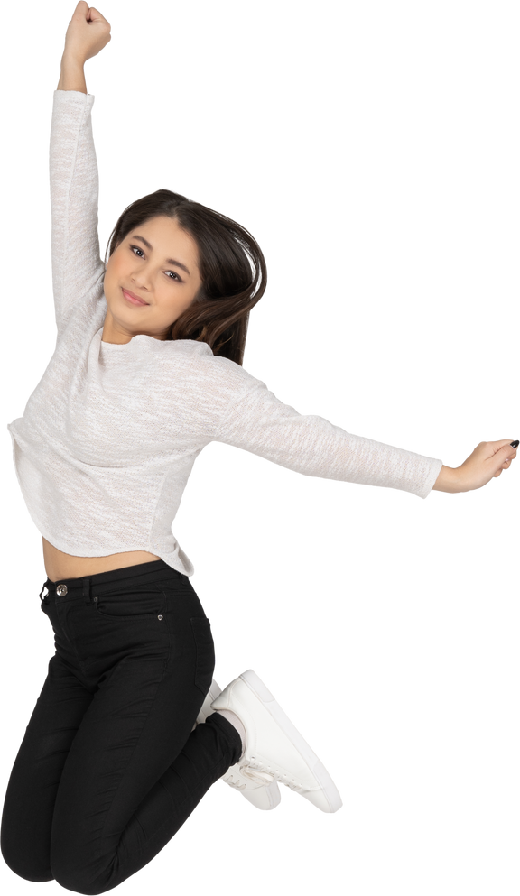 Joyful Jump Stretch Pose PNG image