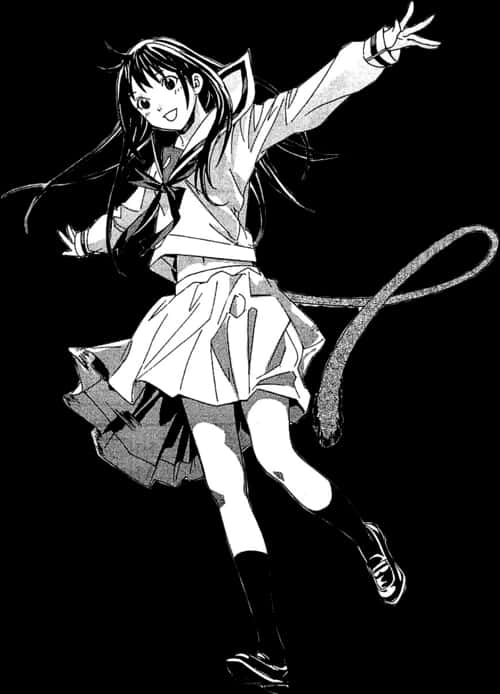 Joyful Manga Girl Sketch PNG image