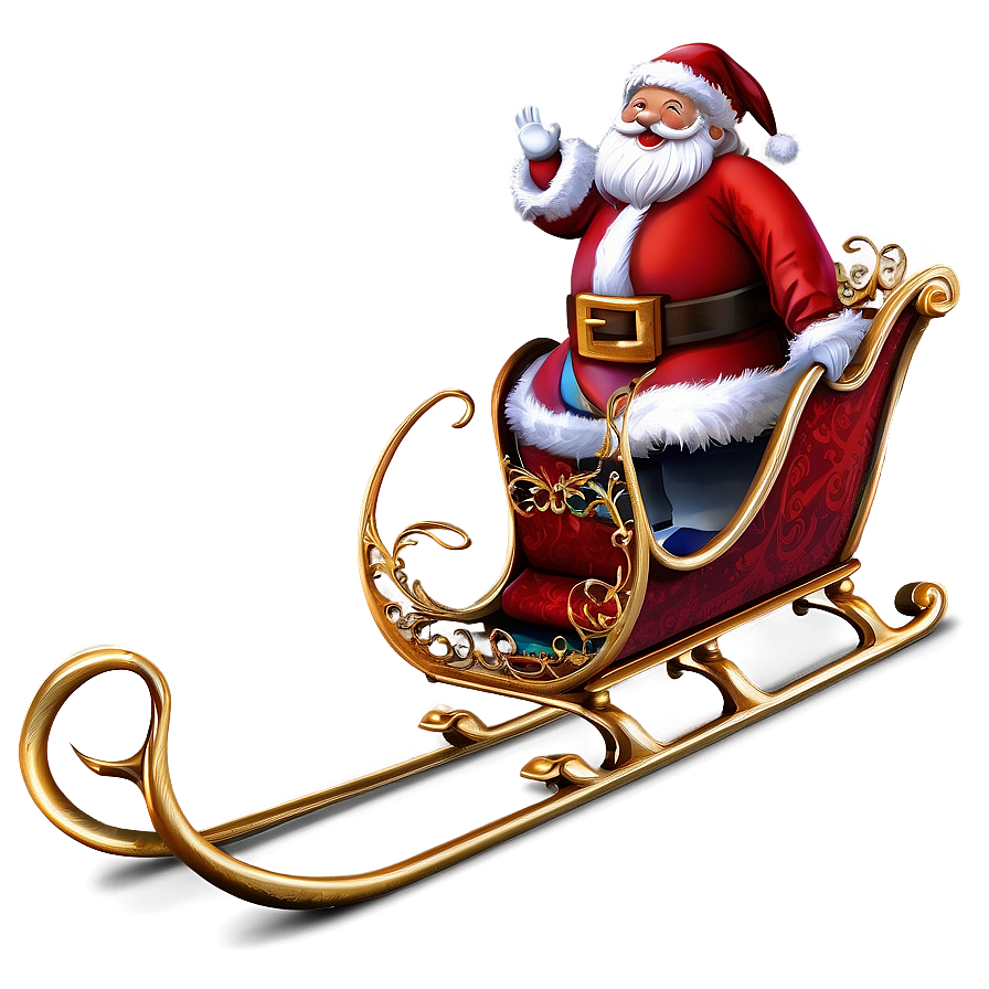 Joyful Santa Sleigh Png Chm PNG image