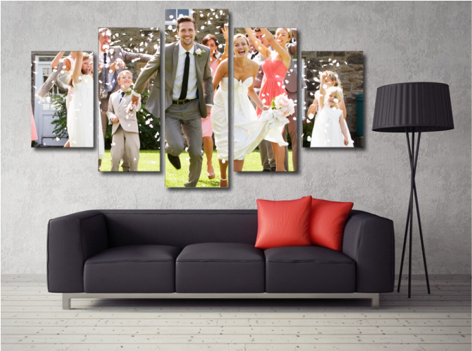 Joyful Wedding Moments Canvas Display PNG image