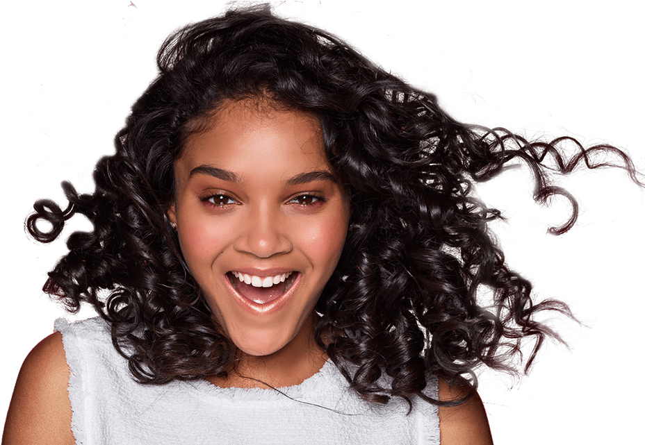 Joyful Woman With Curly Hair PNG image