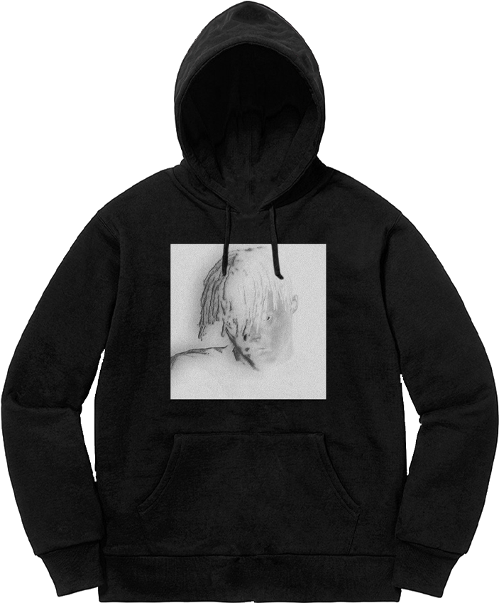 Juice Wrld Black Hoodiewith Graphic Print PNG image