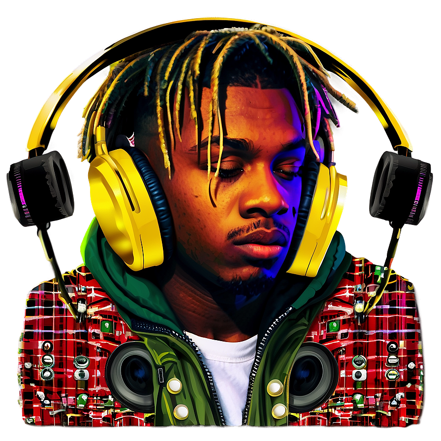 Juice Wrld With Headphones Png 05212024 PNG image