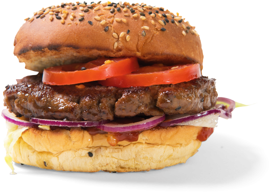 Juicy Beef Burgerwith Tomatoand Onion PNG image