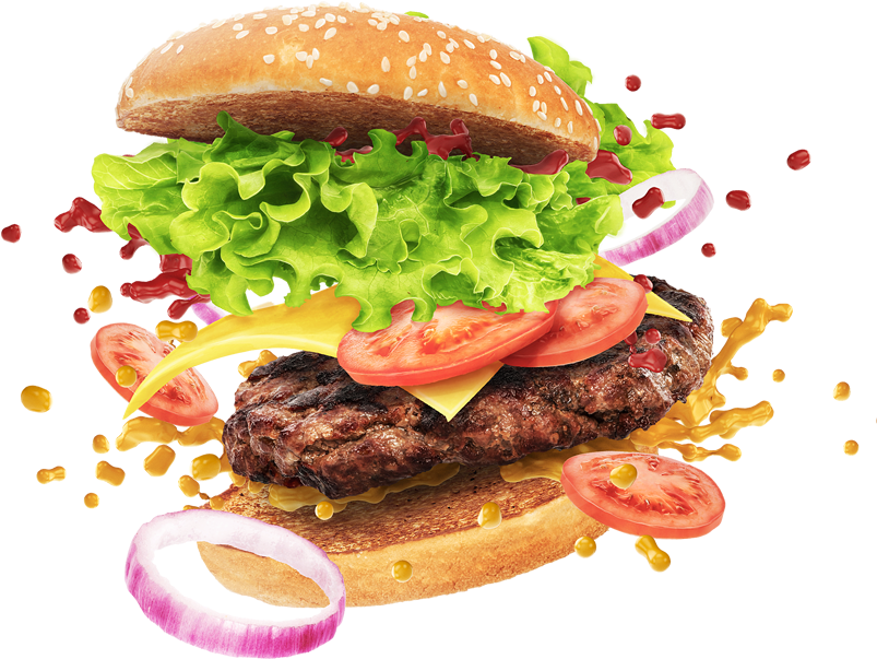 Juicy Classic Burger Splash PNG image