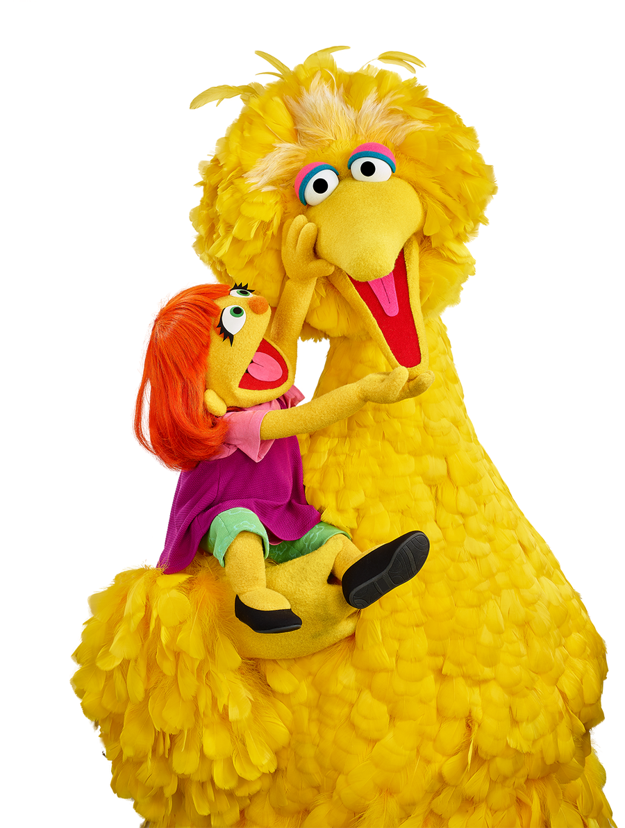 Juliaand Big Bird Sesame Street PNG image