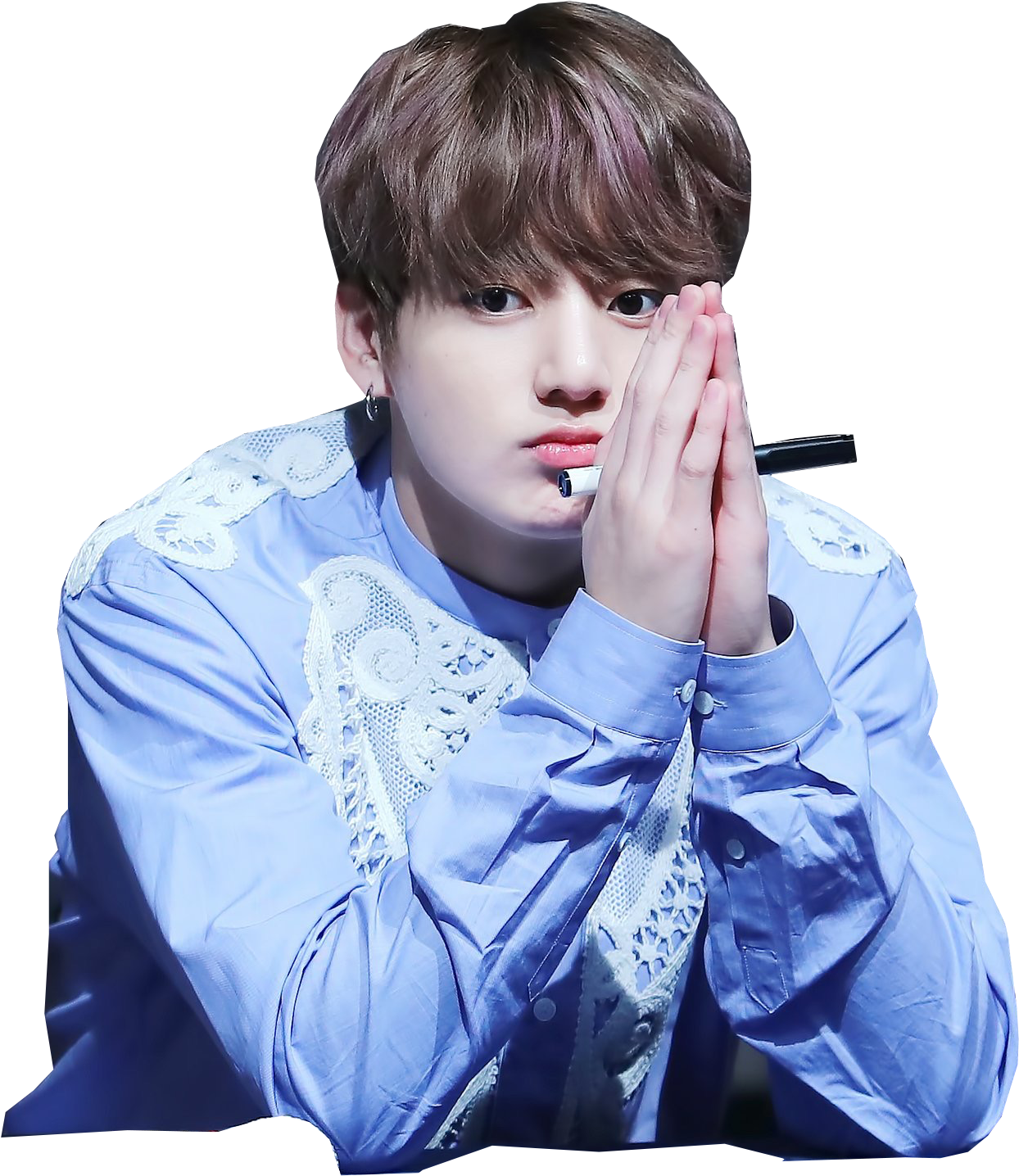 Jungkook Blue Blazer Hand Gesture PNG image