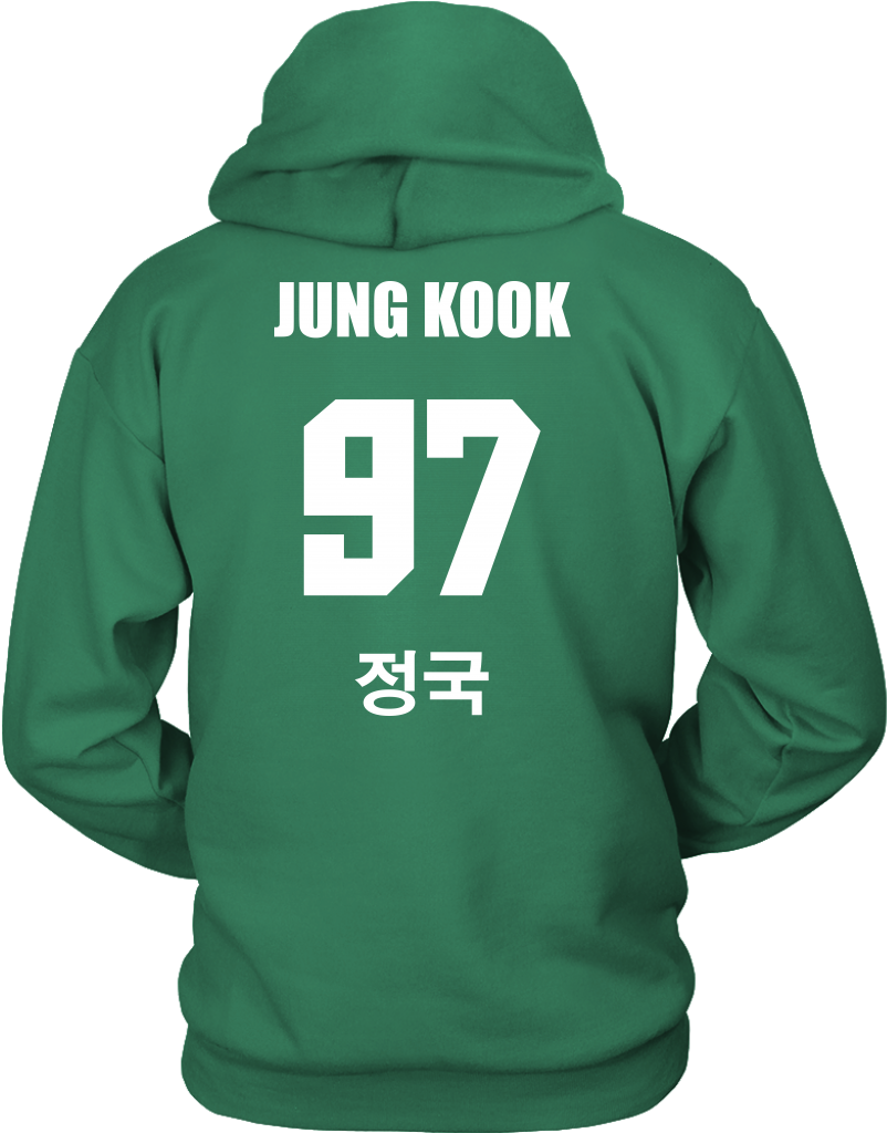 Jungkook97 Green Hoodie PNG image