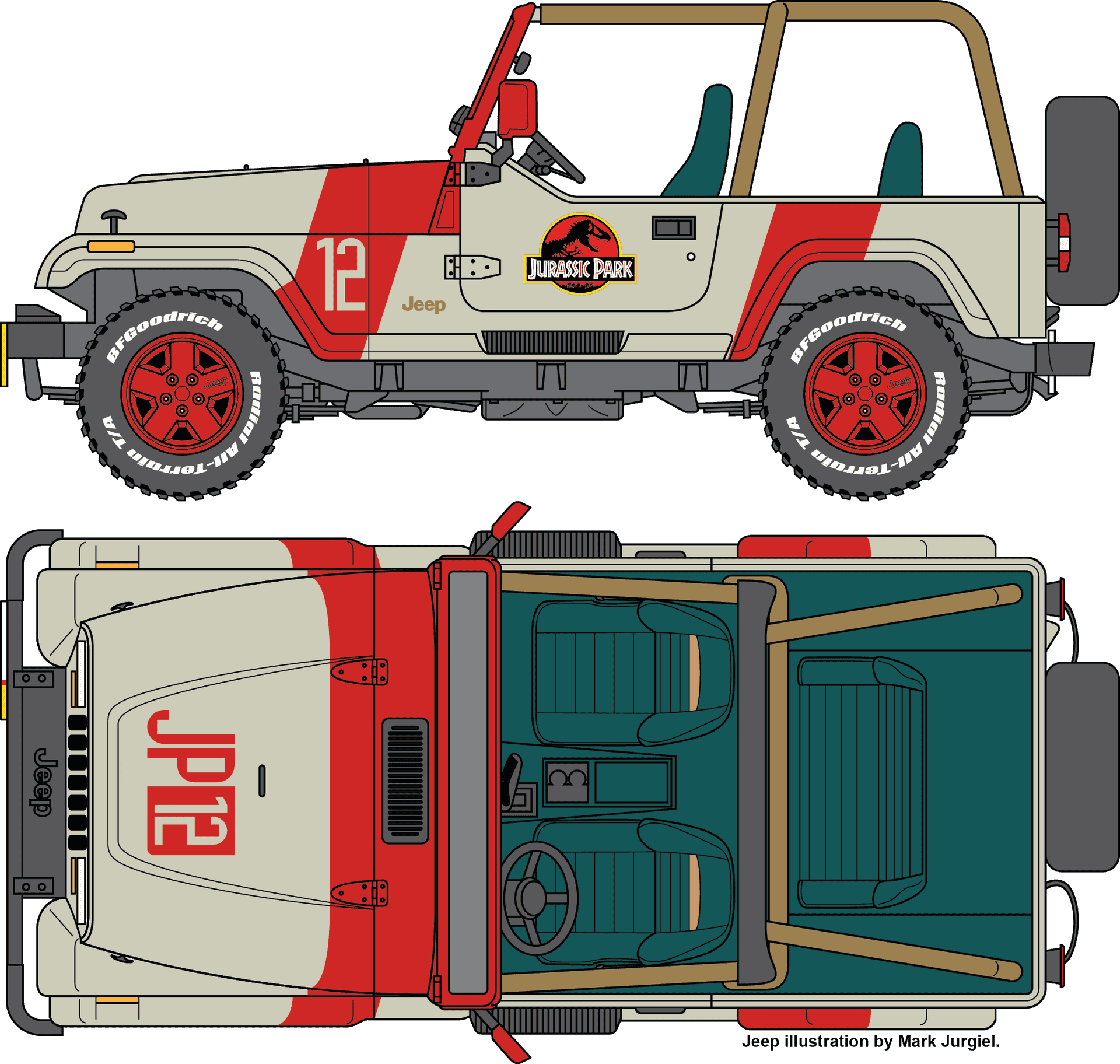 Jurassic Park Jeep Illustration PNG image